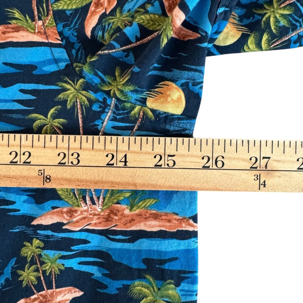 Hurley 2XL Blue Tropical Palm Tree Island Button Up Men's Hawaiian Shirt - Picture 5 of 9